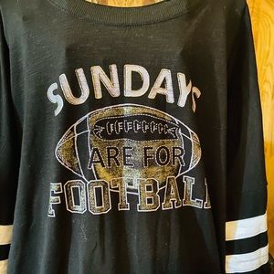 Maurices long sleeve jersey shirt, blue w wht stri